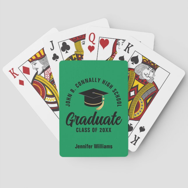 Green Black Graduate Custom Graduation Casinokort (Baksidan)