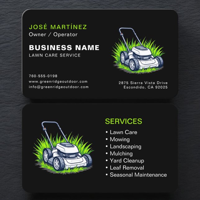 Green Black Landscaping and Lawn Services Visitkort (Skapare uppladdad)