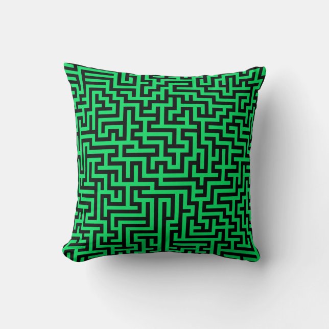 Green Black Maze Lines Kudde (Framsida)