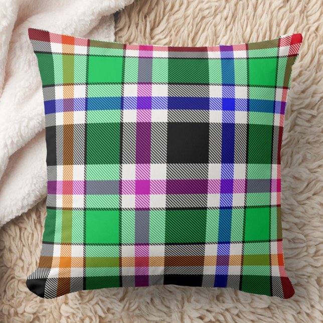 Green Black Multicolour Flannel Plaid Tartan Kudde (Skapare uppladdad)