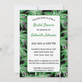 Green Black Palm Tree Modern Summer Shower Party Inbjudningar