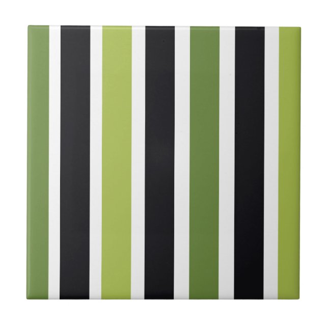 Green Black Stripes Kakelplatta (Framsidan)
