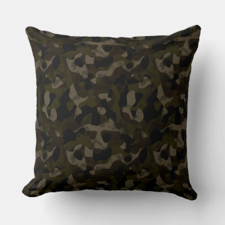 Green, black, taupe and brown camo abstract kudde