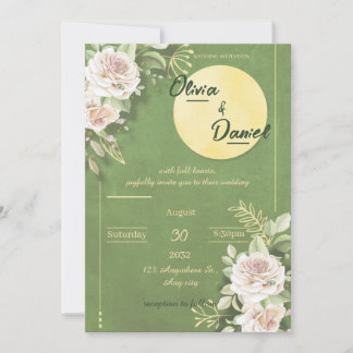 Green Blossom Engagement & Wedding Invitation Inbjudningar