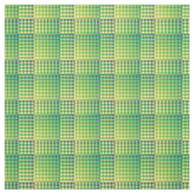 Green Blue Checker Abstract Pattern Tyg (Provkarta)
