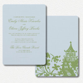 Green Blue Floral Watercolor Wedding  Inbjudningar