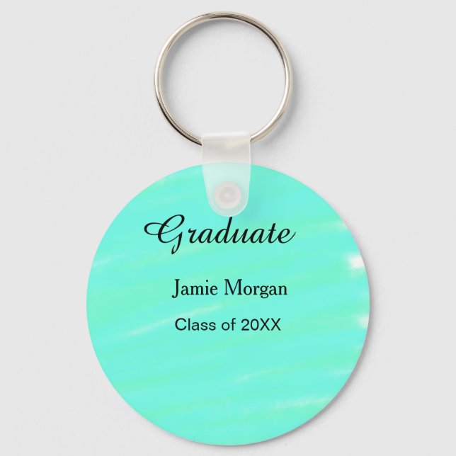 Green blue watercolor graduation add name year  nyckelring (Framsida)