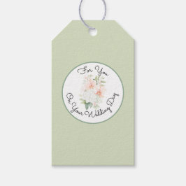 Green Blush Peach Orchid Flowers Bridal Shower  Presentetikett