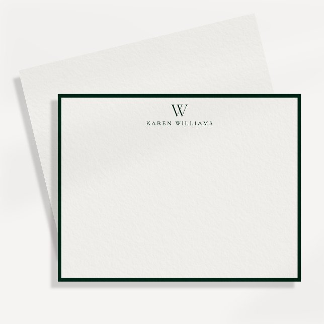 Green Border Monogram Stationery Note Card Inbjudningar (Skapare uppladdad)