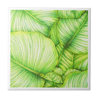 Green Botanical Ceramic Tile Kakelplatta