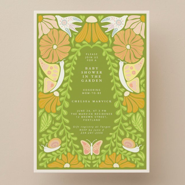 Green Botanical Garden Baby Shower Invitation Inbjudningar (Skapare uppladdad)