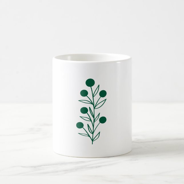 Green Botanical Line Art Kaffemugg (Center)
