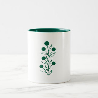 Green Botanical Line Art Två-Tonad Mugg