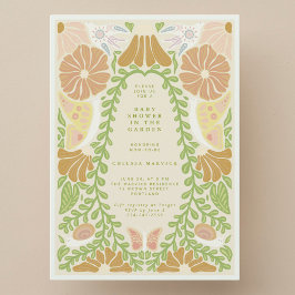 Green Botanical natural Baby Shower Invitation  Inbjudningar