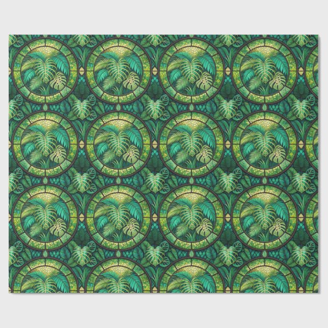 Green botanical-themed wrapping paper  presentpapper (Platt)
