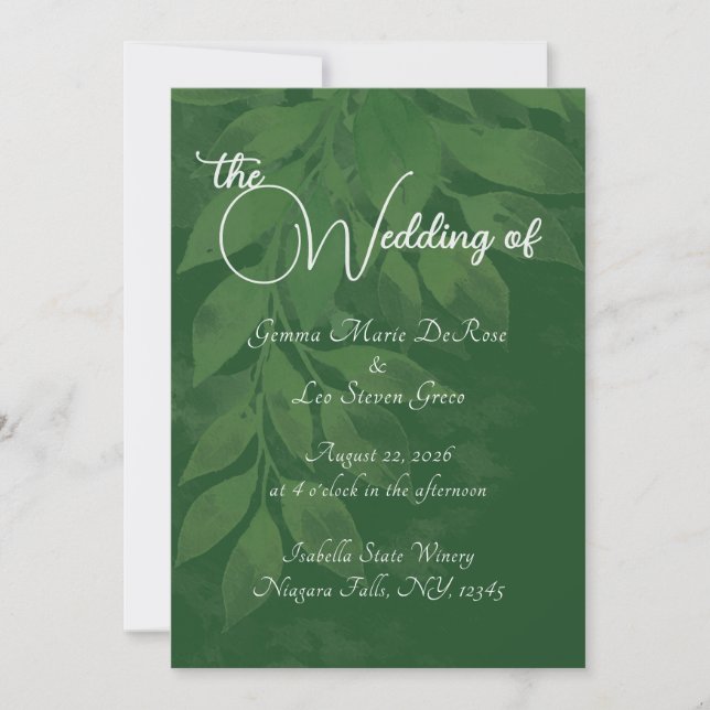 Green Botanical Wedding Invitation Inbjudningar (Framsida)