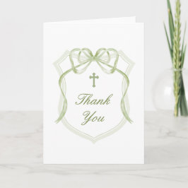 Green Bow Crest Holy Cross Religious Thank You Kort