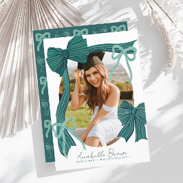 Green Bows Photo Graduation Announcement Inbjudningar