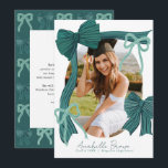 Green Bows Photo Message Graduation Announcement Inbjudningar<br><div class="desc">This coquette graduation announcement features your photo surrounded by a hand-drawn green bows. The reverse side features your message/text on a dark green background with a bow pattern. Personalize it for your needs. You can find matching products at my store.</div>