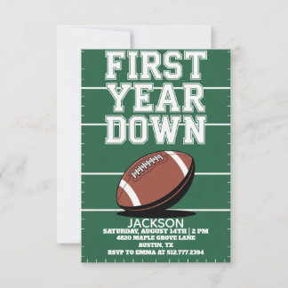 Green Boy's Football First Year Down 1st Birthday  Inbjudningar