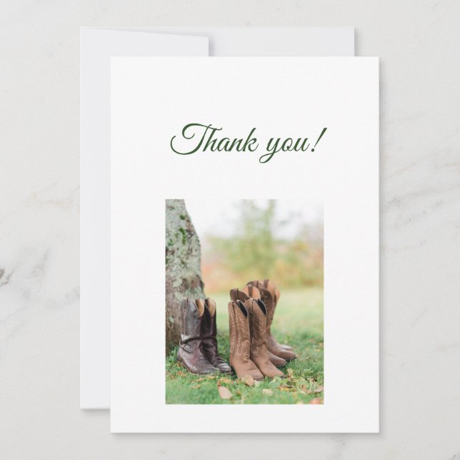 Green Branches Flat Thank You Card Tack Kort (Framsida)
