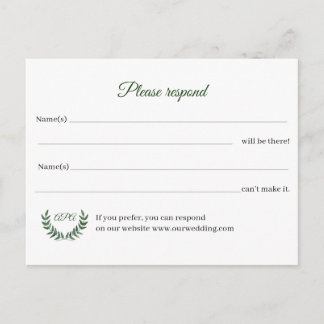 Green Branches RSVP Postcard Vykort