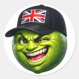 Green British Union Jack Fun stick Runt Klistermärke