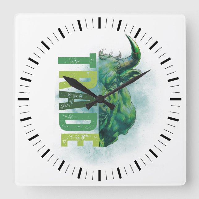 Green bull | Trade Design Fyrkantig Klocka (Framsida)