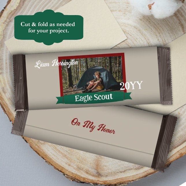 Green, Burgundy Eagle Scout Candy Bar Wrapper Flygblad (green and burgundy red eagle scout court of honor candy bar wrapper, diy chocolate bar label, favors)