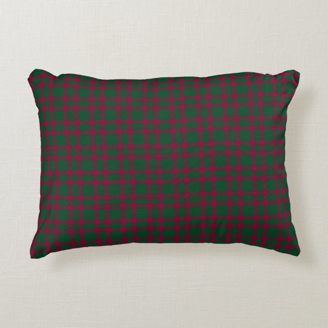 Green Burgundy Plaid Pattern Prydnadskudde (Framsidan)
