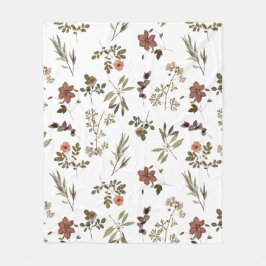 Green Burgundy Wildflower Fleecefilt