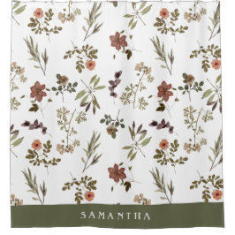 Green Burgundy Wildflower Monogram Name