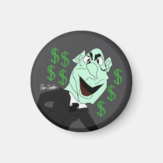 Green business executive puppet magnet (Framsidan)