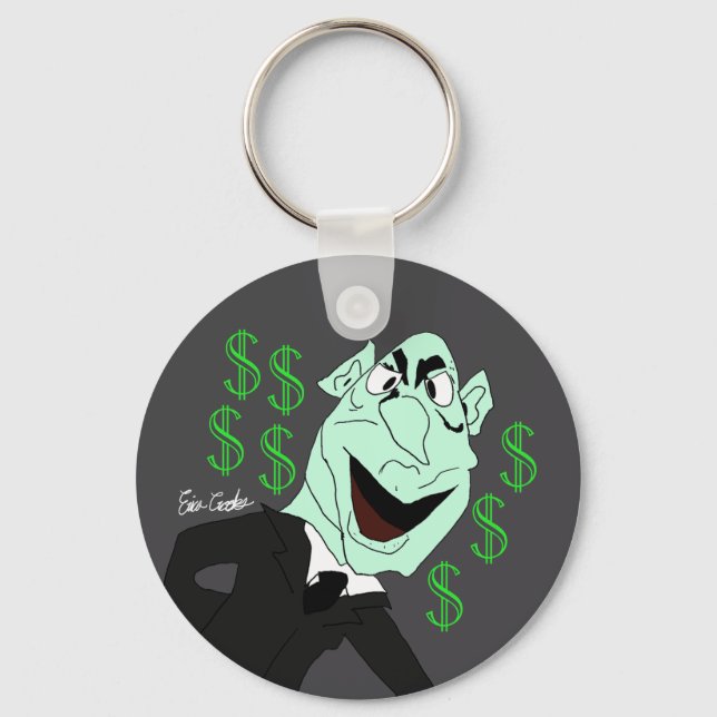 Green business executive puppet nyckelring (Framsida)