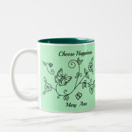 Green Butterfly Reminder Mug Två-Tonad Mugg