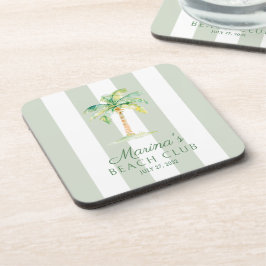 Green Cabana Stripes Palm Beach Club Birthday Underlägg
