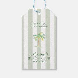 Green Cabana Stripes Palm Beach Club Thank You Presentetikett