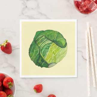 Green Cabbage Yellow Napkin Pappersservett