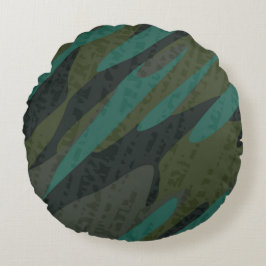 Green Camo Abstract Rund Kudde