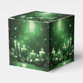 Green Candles Christmas Holiday Favor Box Presentaskar