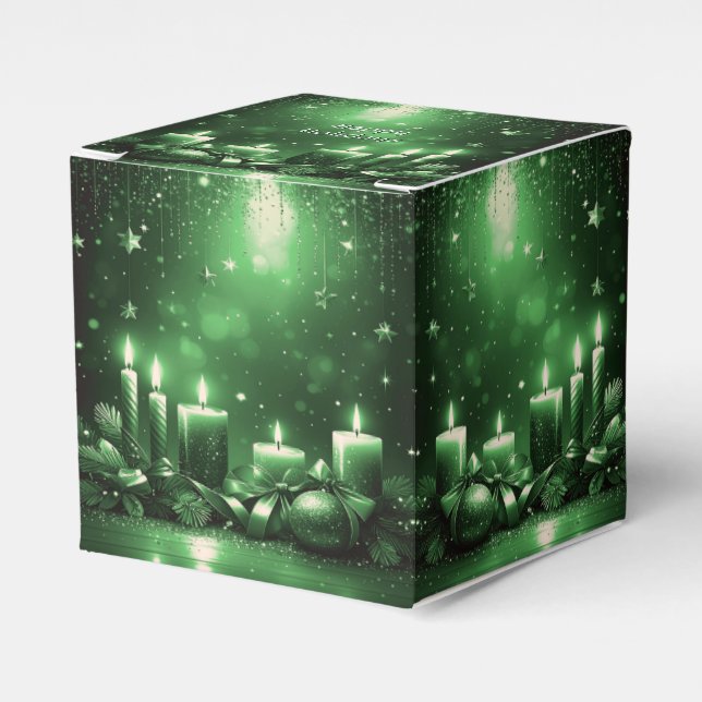 Green Candles Christmas Holiday Favor Box Presentaskar (Framsidan Sidan)