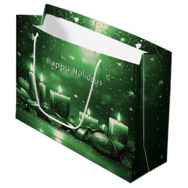 Green Candles Christmas Holiday Gift Bag