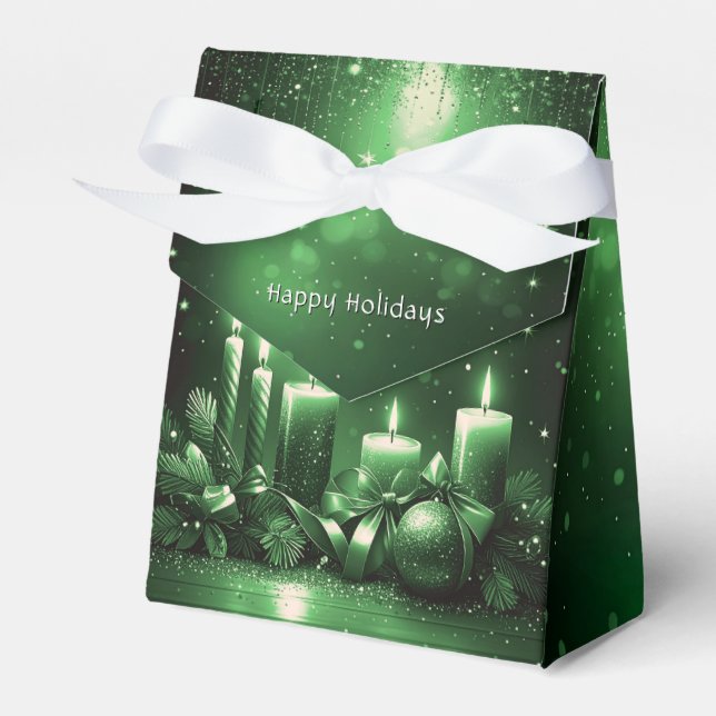 Green Candles Christmas Holiday Gift Box Presentaskar (Framsidan Sidan)