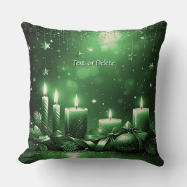 Green Candles Christmas Holiday Throw Pillow Kudde
