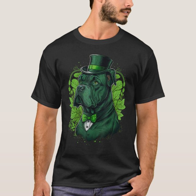 Green Cane Corso shamrock on St Patricks Day Cane  T Shirt (Framsida)