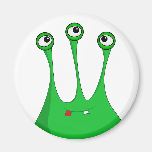 Green cartoon alien magnet (Framsidan)