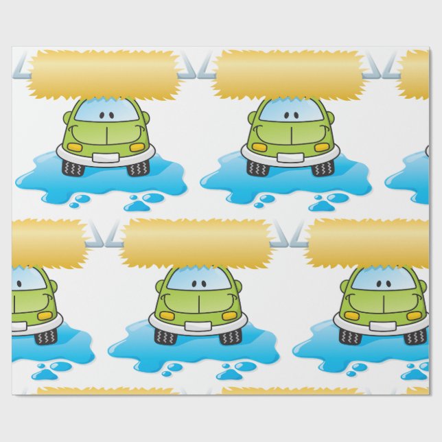 Green Cartoon Car Wash Happy Little Car Presentpapper (Platt)