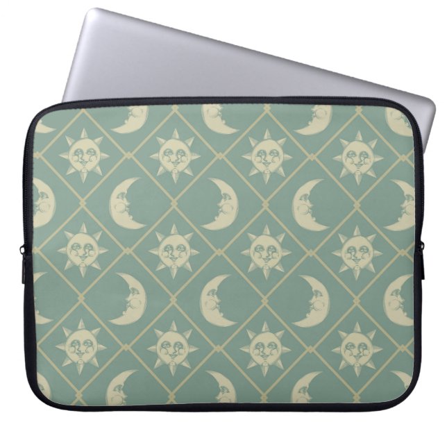Green Celestial Sun And Moon Laptop Fodral (Framsidan)