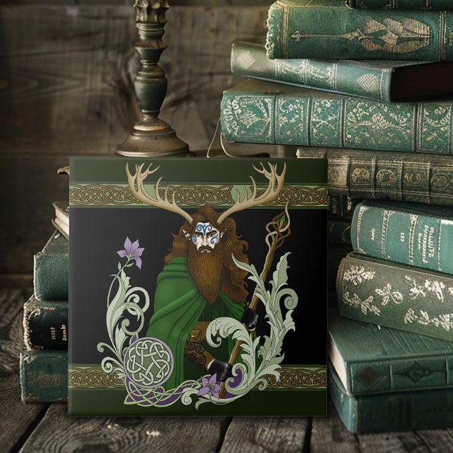 Green Celtic Antlers Man  Kakelplatta (Skapare uppladdad)