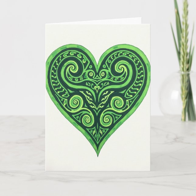 Green Celtic Heart Art Card Kort (Framsida)